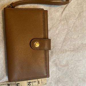 6”x4” camel leather coach wristlet brand new never used